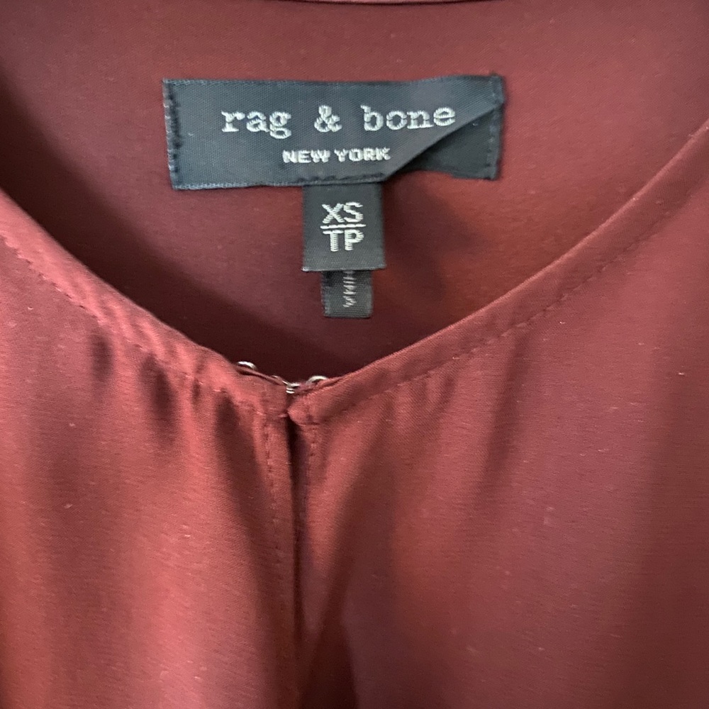 rag & bone Max Silk Blouse - XS - Burgundy - Picture 10 of 13